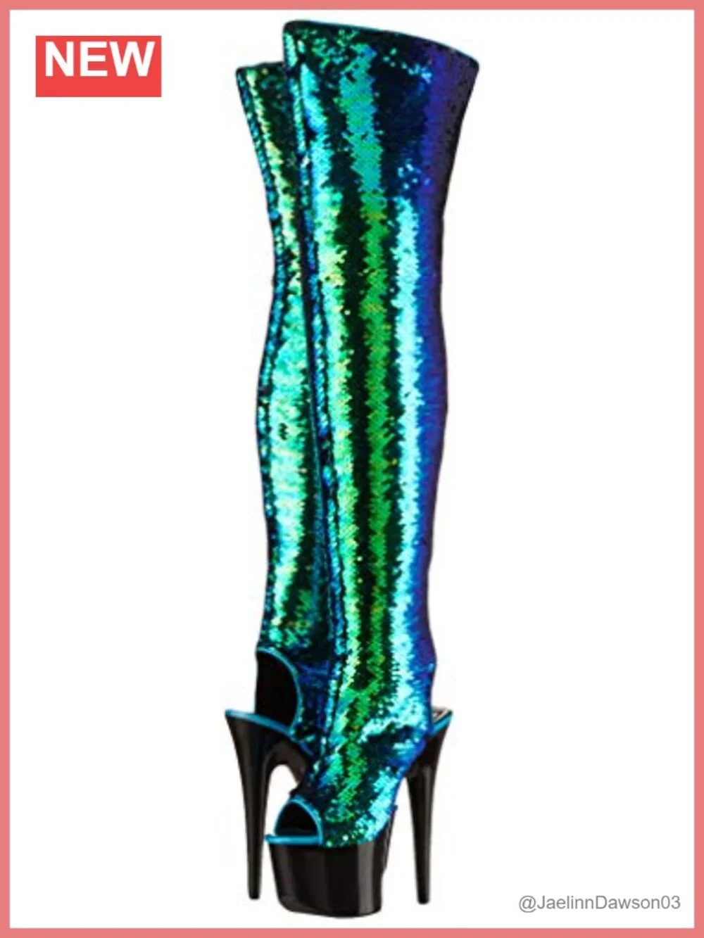 Over the Knee Glitter Sequins Boots Stiletto High Heel Party Shoes